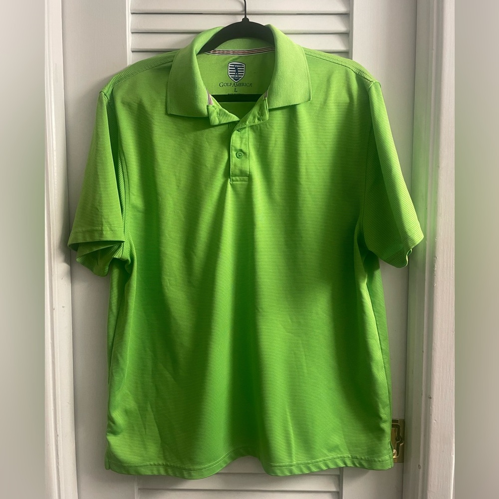 Golf America Size Large Lime Green Textured Polo. Excellent Condition